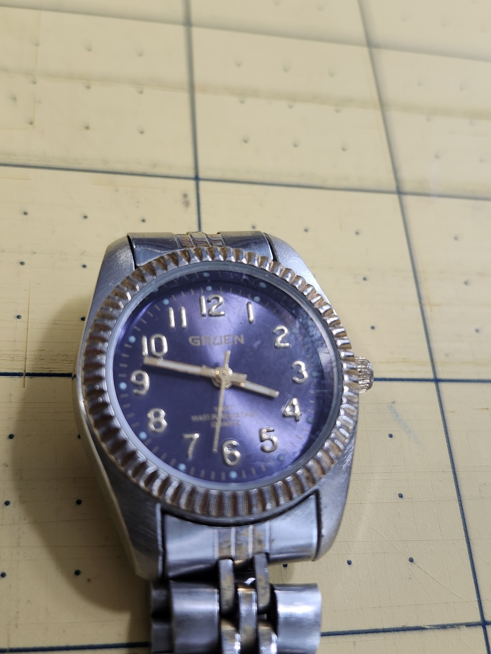 Gruen Women's Silver Bracelet Watch with Purple Dial